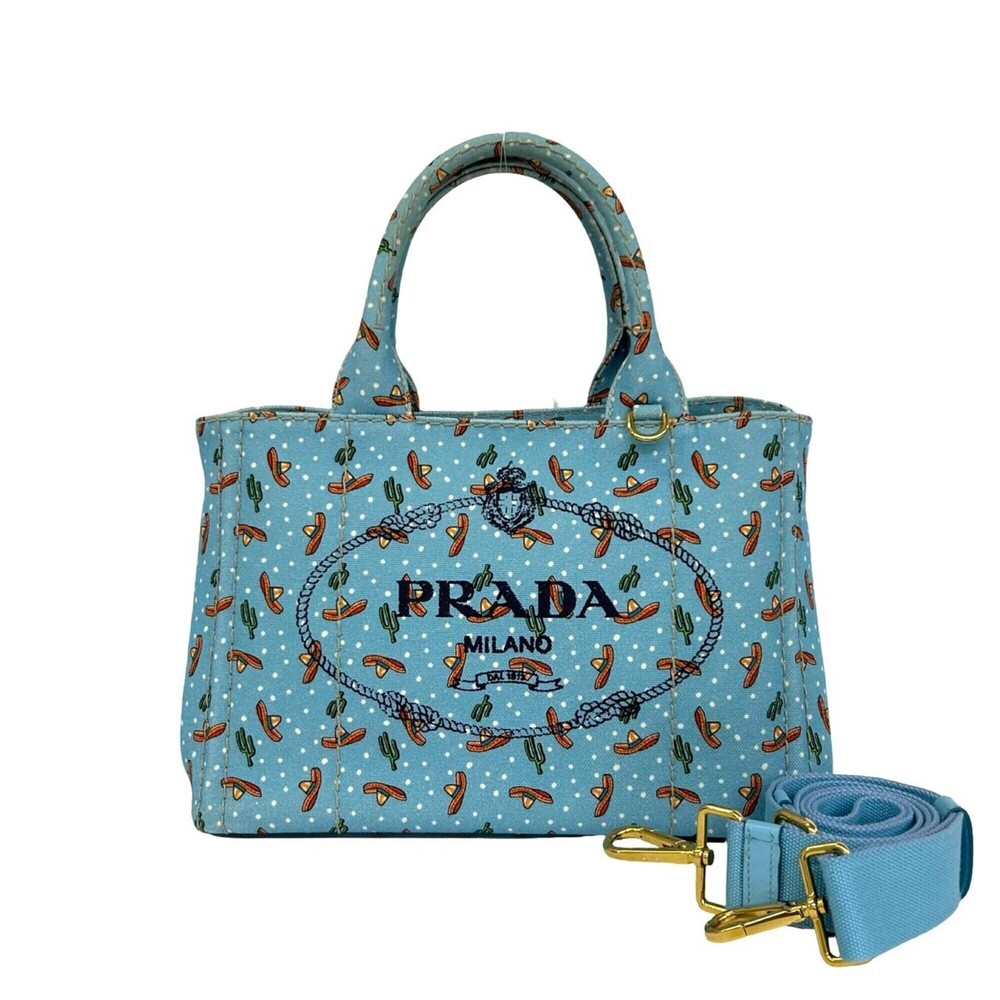 PRADA Blue Canvas Shoulder Bag